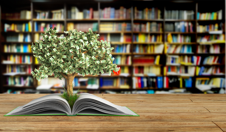 tree growing from book A big open book